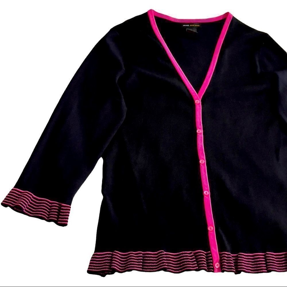 Grace Dane Lewis Ruffe Knit Cardigan LARGE - Picture 5 of 15